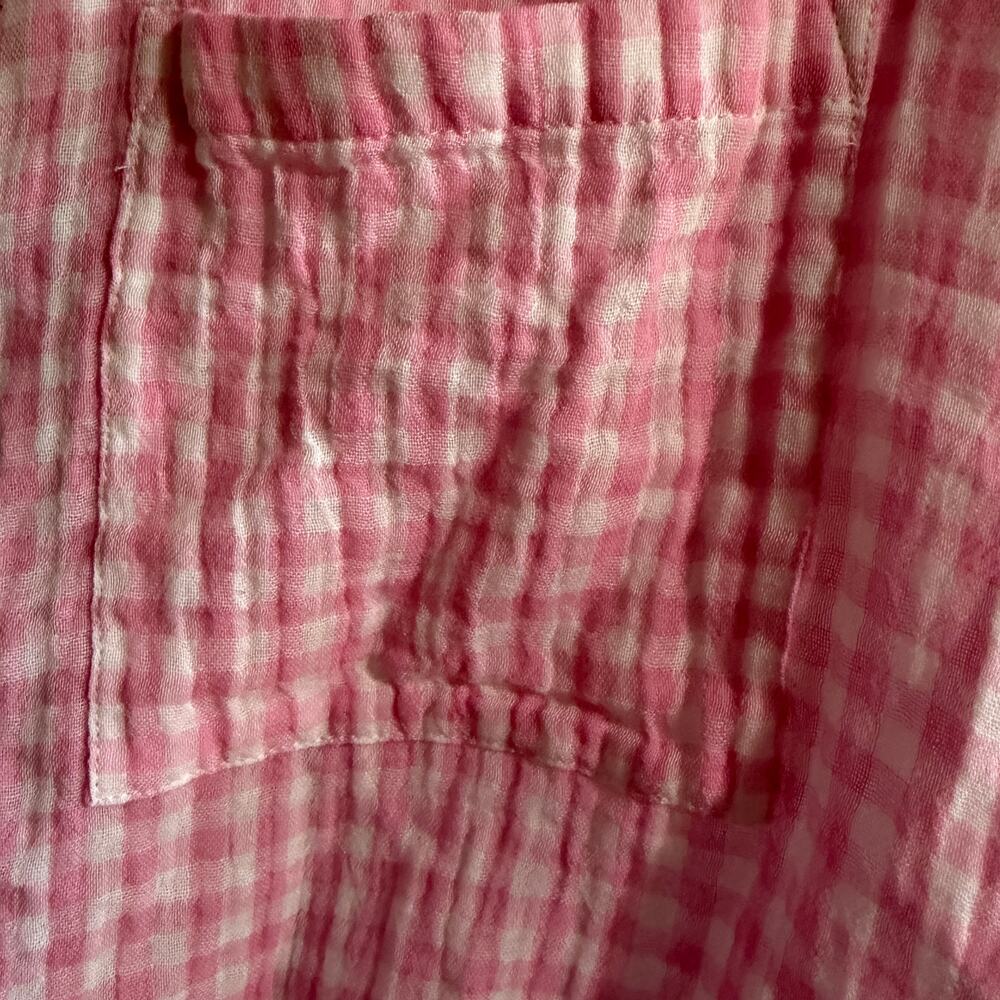 BeachLunchLounge Rose Pink Plaid Gauze Tie Front Shirt NWT Large - Picture 9 of 11